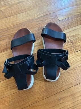 MIA Black and Brown Two-Strap Women’s Sandals